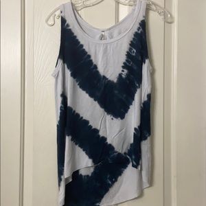 Blue & white tie dyed tank